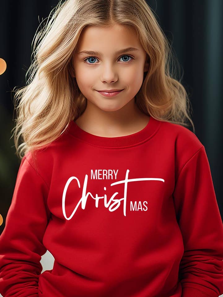 Merry Christmas Kids Graphic Fleece Sweatshirts for wholesale by COLORBEAR
