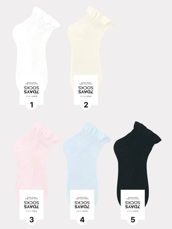 Women's Ribbed Frill Middle Ankle Socks - Made in Korea for wholesale by 7DAYSSOCKS