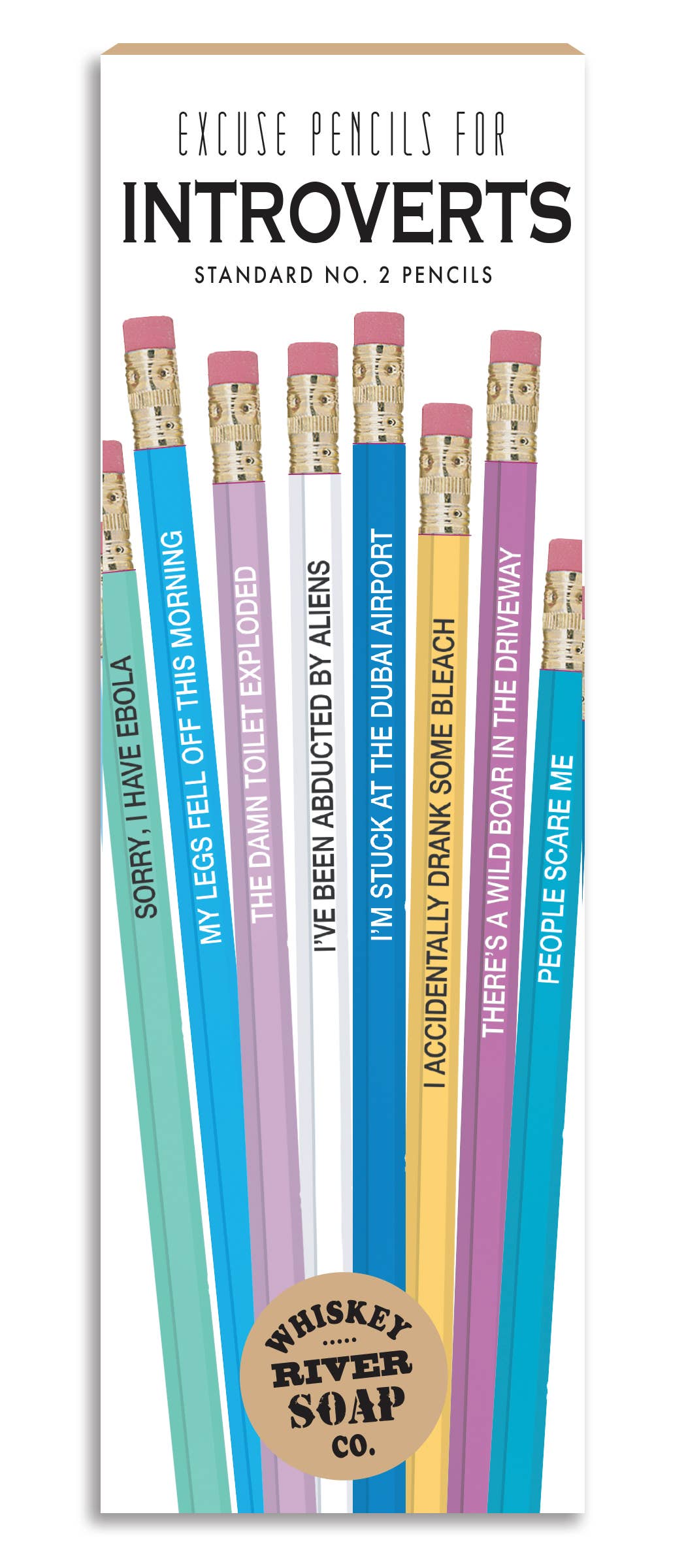 Whiskey River Soap Co. - Wholesale Pencil - Excuse Pencils for Introverts Original | Funny Pencils1