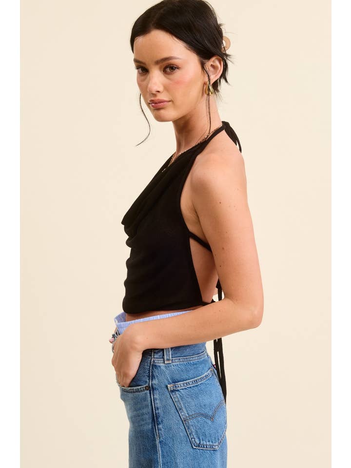 Mimosa - Wholesale Tank Top - Women's - Cowl Neck Open Back Tie Tank Top2