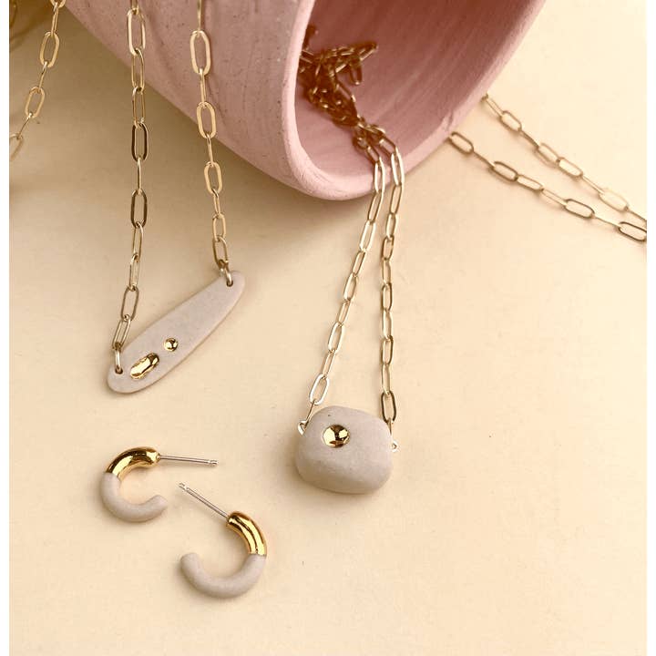 Barrow PDX - Wholesale Pendant/Charm Necklace - Lascaux Necklace - Ceramic Abstract Necklace, Goldfill Chain7