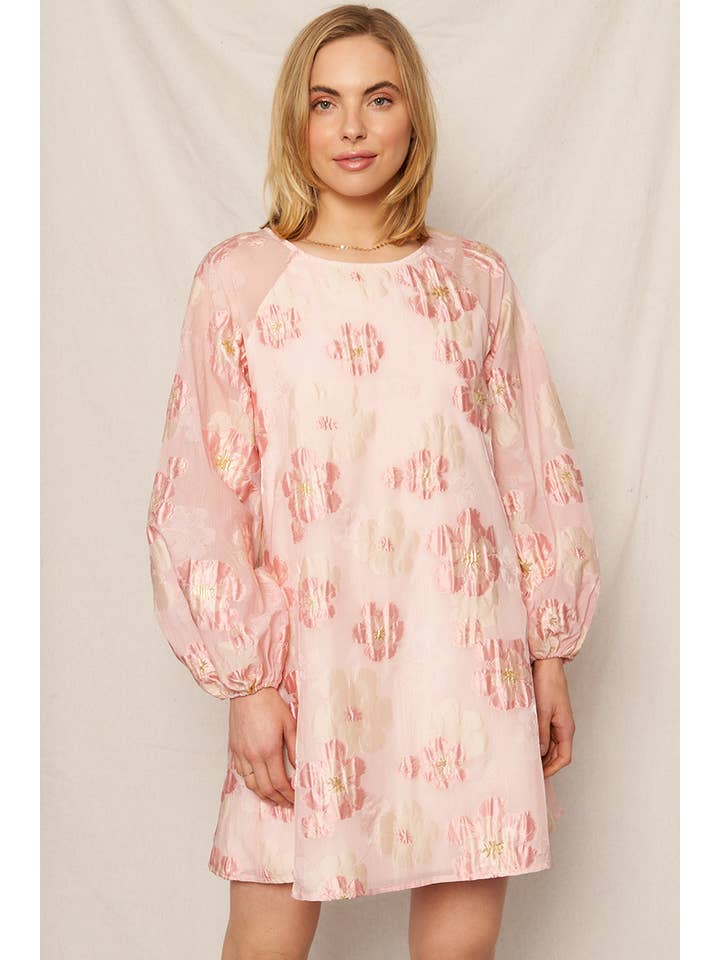 En Crème - Wholesale Dress - Women's - Bubble Sleeve Floral Organza Mini Dress9