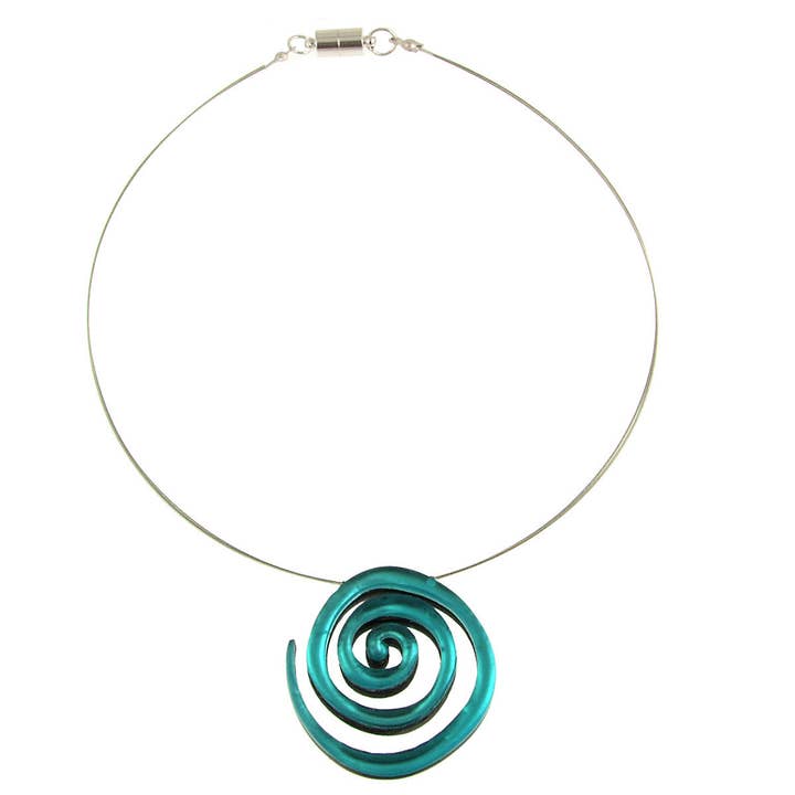 Spiral Pendant Necklace: Turquoise; Purple; Blue; 18" for wholesale by Origin Jewelry