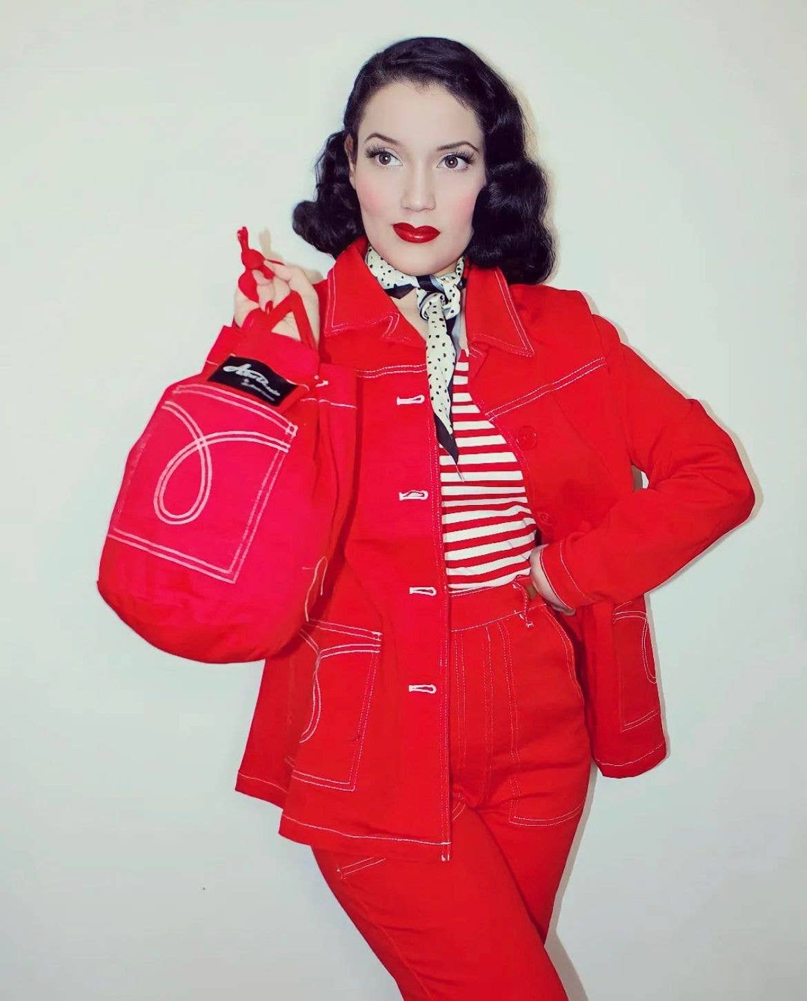 Astro Bettie - Wholesale Denim Jacket - Women's - Midge Button Down Jean Jacket - Red2
