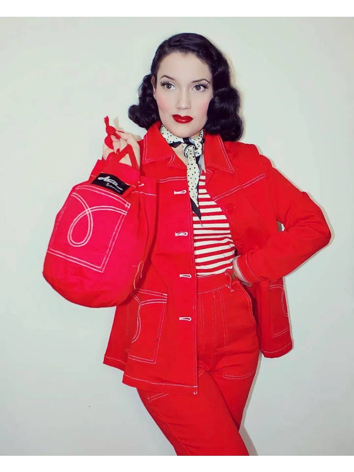 Astro Bettie - Wholesale Denim Jacket - Women's - Midge Button Down Jean Jacket - Red2