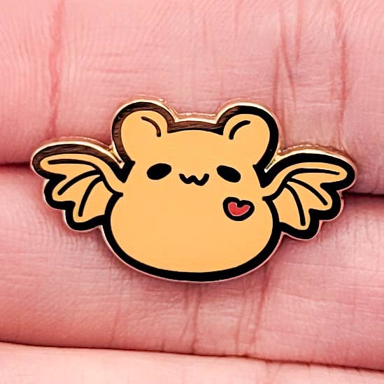 Cute Orange Bat Enamel Pin | Cute Mini Bat Pin for wholesale by Shlii Kawaii