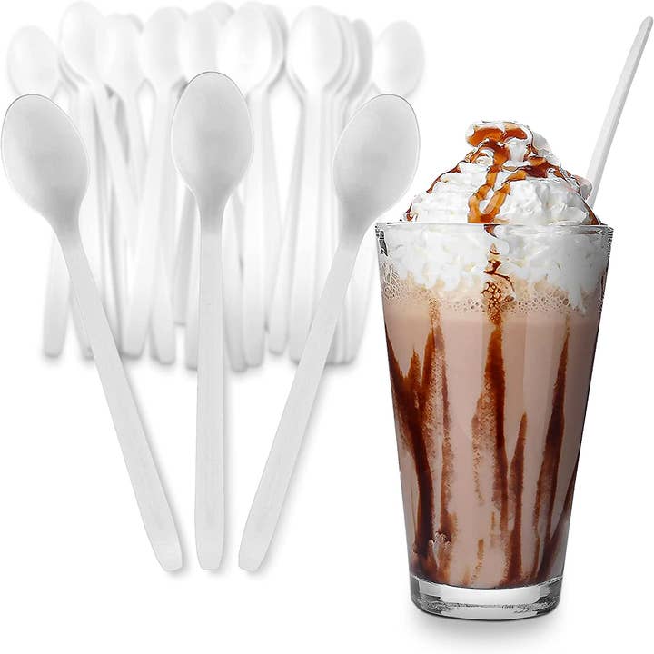 MT Products - Wholesale Kitchen Spoon - MT Products Long Plastic Sundae Spoon - 50 Pieces