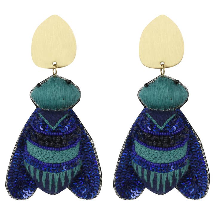 Blue Moth Earrings for wholesale by Allie Beads