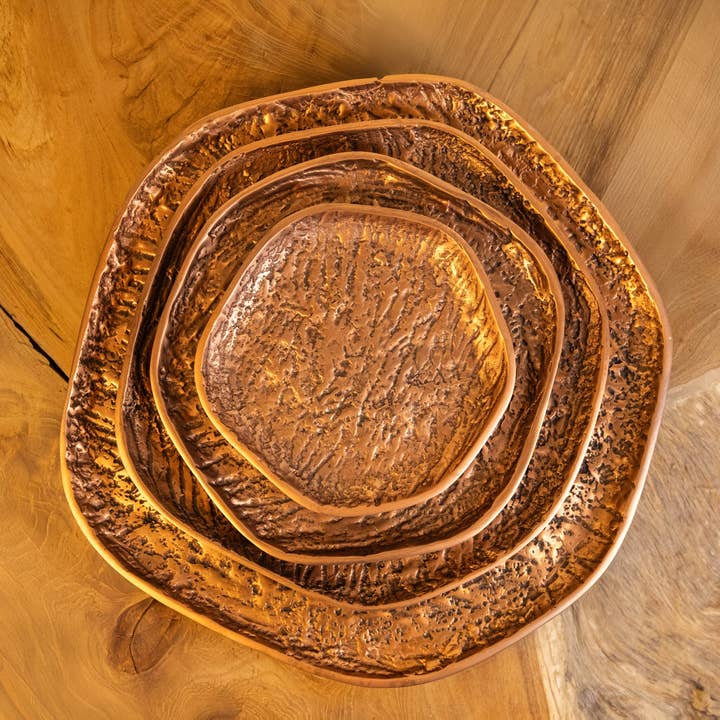 Yosemite Handcrafted Textured Copper Nesting Plate Set of 4 for wholesale by Artisanal