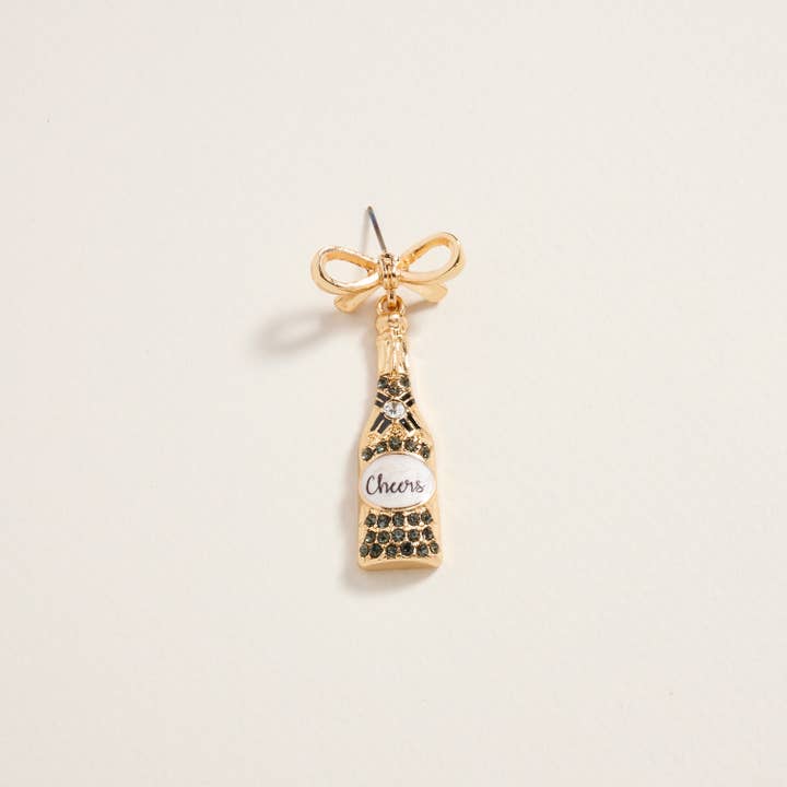 Designature New York - Wholesale Dangle Earrings - Cheers Champagne Rhinestone Bow Post Earrings6