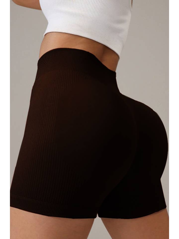 Color 5 - Wholesale Athletic Shorts - Women's - Solid color seamless active wear yoga shorts w/ scrunch butt5