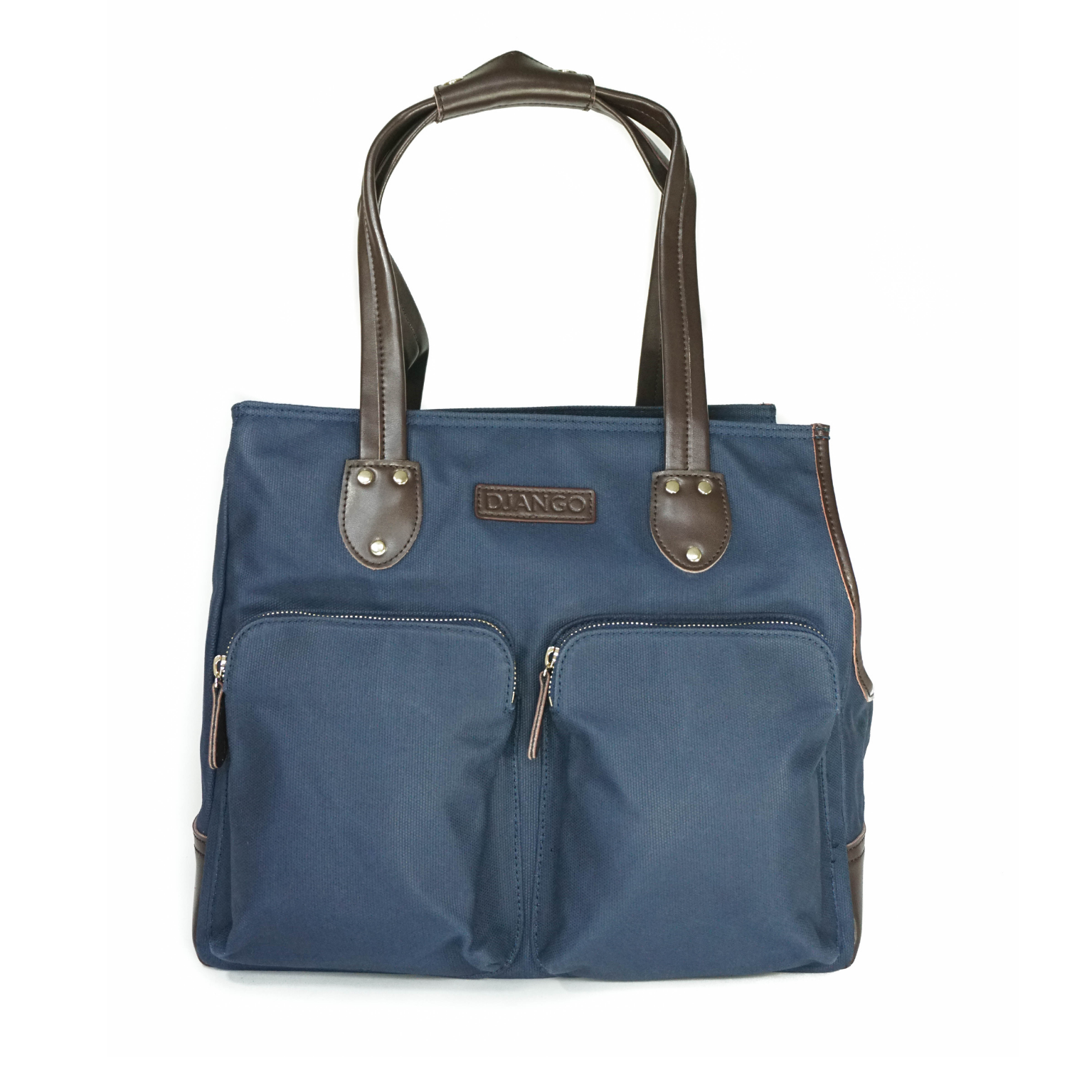 DJANGO - Wholesale Pet Carrier - Dog - Dog Carrier Bag - Navy Blue Waxed Canvas and Leather3