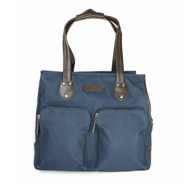 DJANGO - Wholesale Pet Carrier - Dog - Dog Carrier Bag - Navy Blue Waxed Canvas and Leather3