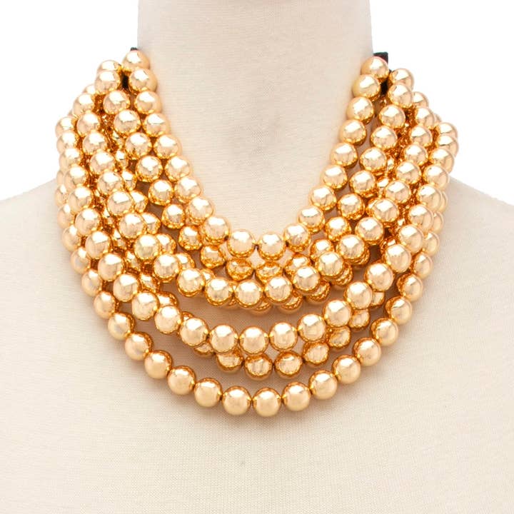 anbfashion - Wholesale Beaded/Pearl Necklace - * CHUNKY BEADED LAYERED NECKLACE Faux leather neck magnetic