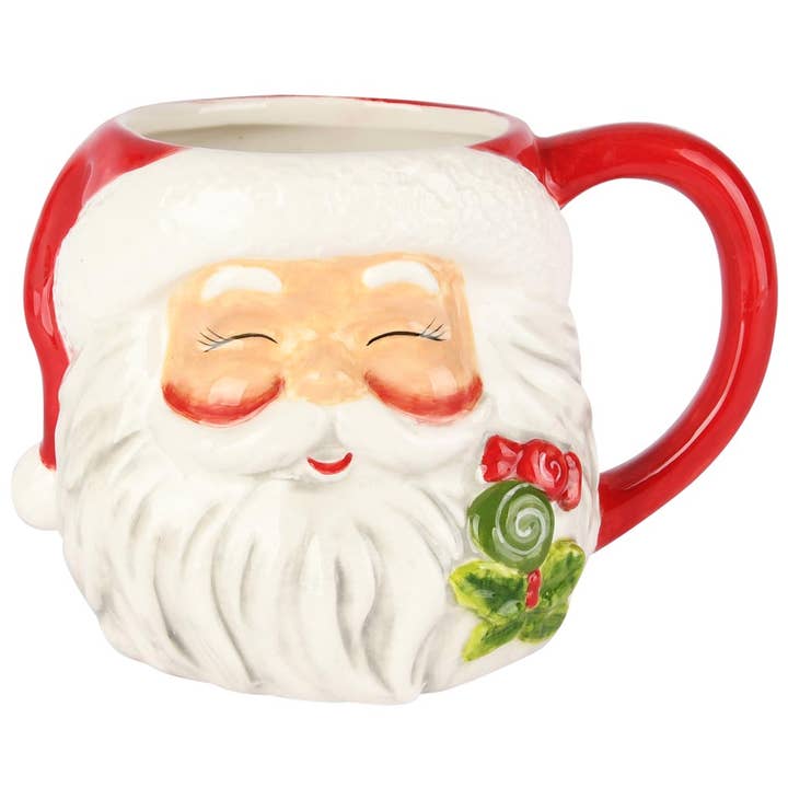 Mugg 'Jolly Santa', röd/vit, keramik, 16x12x11cm för wholesale av Dekoratief
