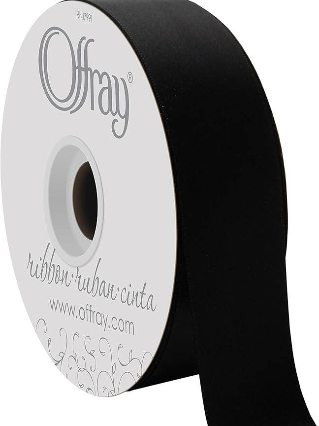 Double-Face Satin Black 1-1/2" x 50 Yards for wholesale by Berwick Offray Ribbon
