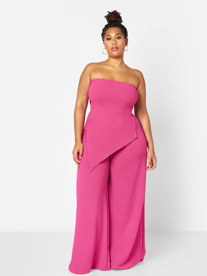 Top Asimmetrico in Scuba Layla - Rosa per la vendita all'ingrosso da parte di REBDOLLS