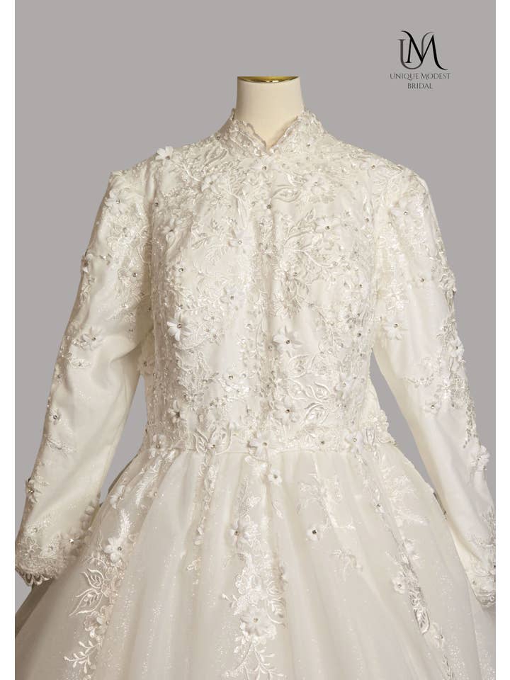 Unique Modest Bridal - Wholesale Gown - Women's - Grace - Elegant A-Line / Ball Gown Modest Wedding Dress6