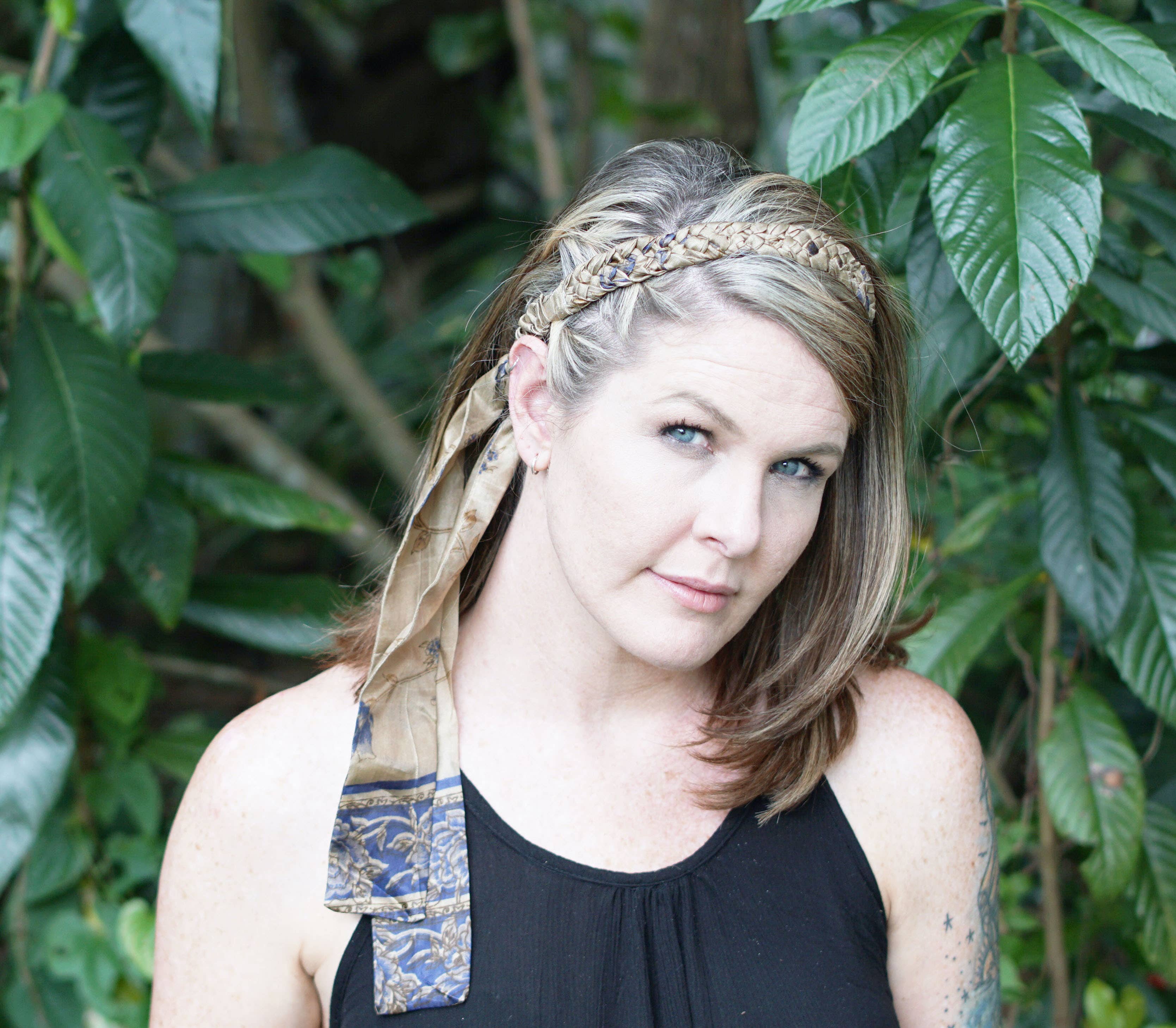 Sewing New Futures, Inc - Wholesale Fashion Headband - Women's - EARTHTONE SARI Braided-Tie Headband2