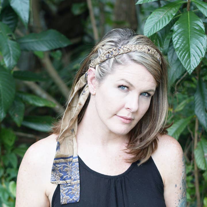 Sewing New Futures, Inc - Wholesale Fashion Headband - Women's - EARTHTONE SARI Braided-Tie Headband2
