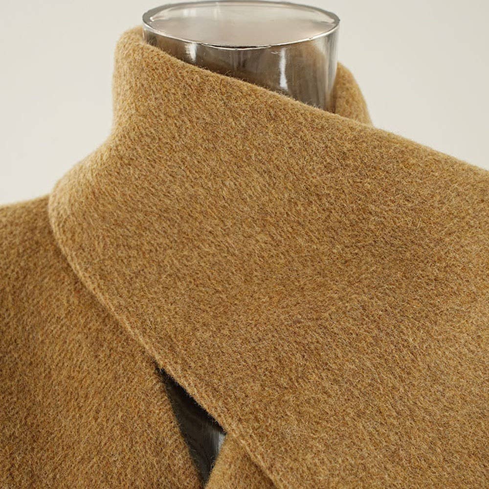 Colorea como imágenes Abrigo Blazer de Lana CT111 Otoño con Diseño de Solapa de Bufanda Combinada de venta al por mayor en Faire4