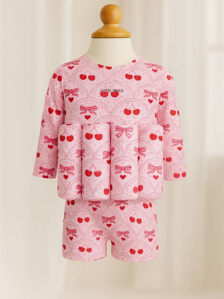 Red Cherries - Long Sleeve Floatsuit - LITTLE SOLEIL for wholesale by Little Soleil