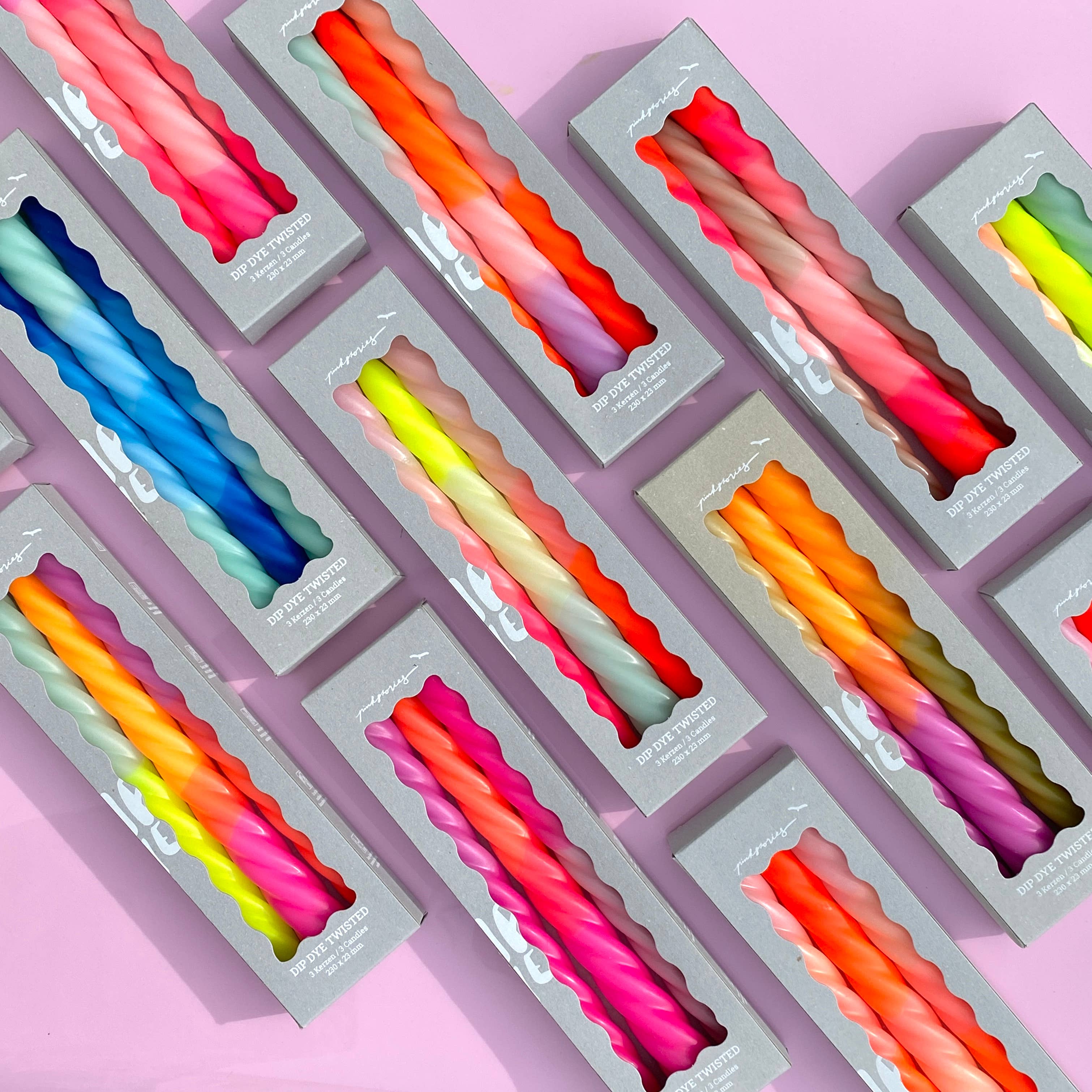 Pink Stories – wholesale Tapered candle/candlestick – Dip Dye Twisted * Shades of Peach2