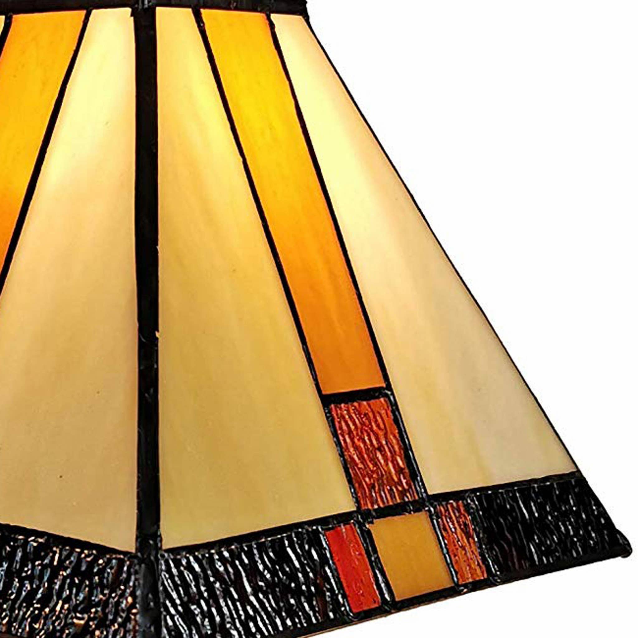 HomeRoots - Wholesale Accent/Desk Lamp - 15" Tiffany Amber and Black Mission Style Table Lamp3