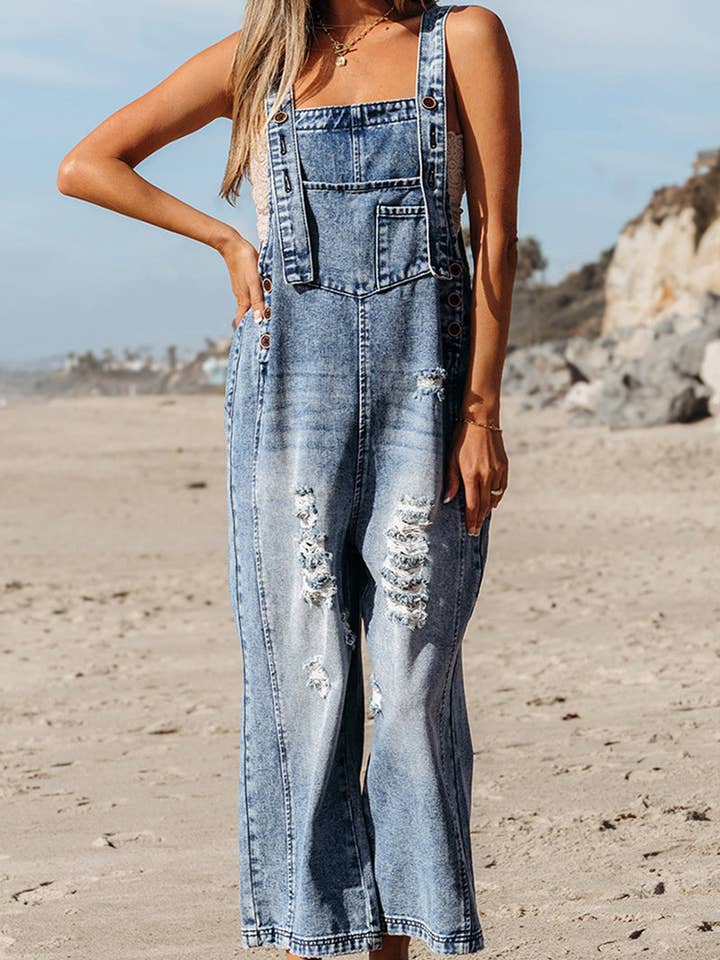 Distressed Overall Jumpsuit for wholesale by Mccolin