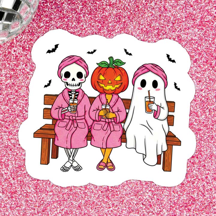 Goth Halloween Spooky Skeleton Waterproof Vinyl Sticker for wholesale by Stickers+ X Ashley Bexar