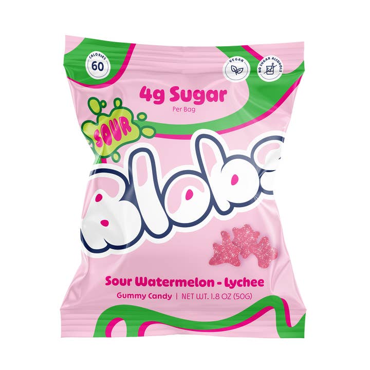 SOUR Blobs Low Sugar Gummy Candy - Watermelon-Lychee for wholesale by Blobs