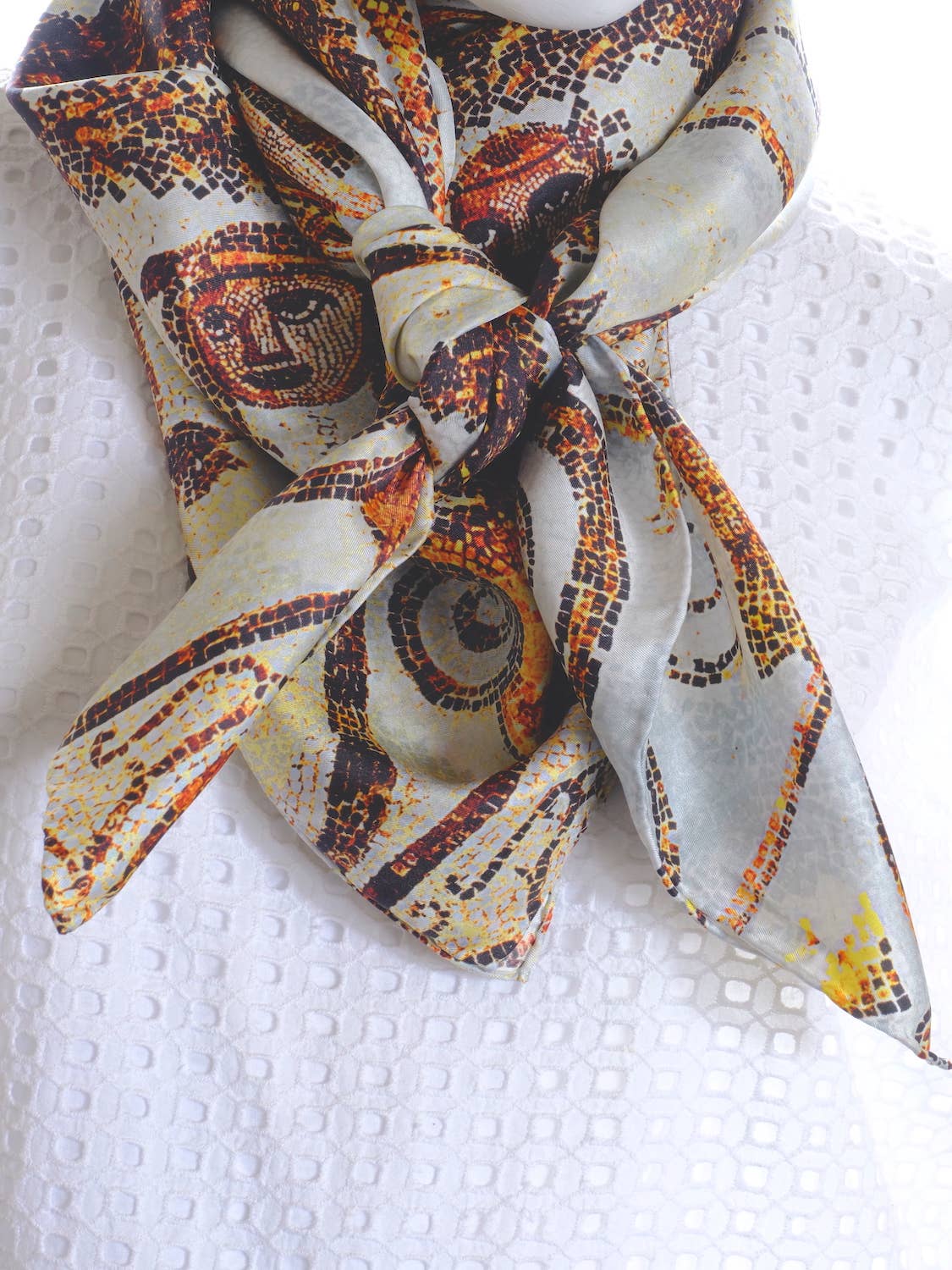 Bluyonda Silk Scarves - Wholesale Scarf – Unisex - Silk Twill Scarf "Ganymede Mosaic" 110cmx110cm1