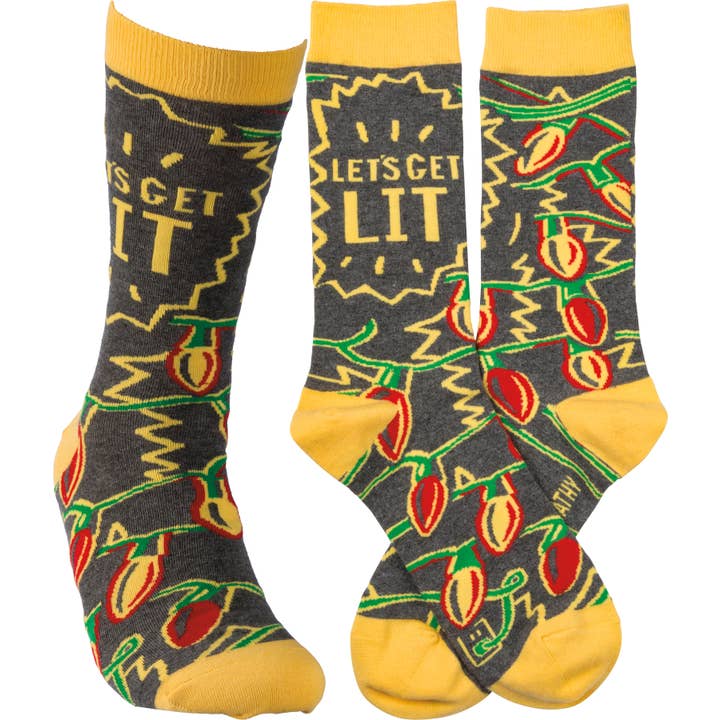 Let's Get Lit Socks for wholesale by Primitives by Kathy