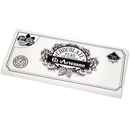 El Artesano - Wholesale Chocolate - 70% Pure Chocolate with Orange 125 Gr. Artisan