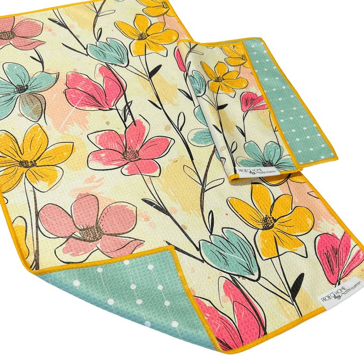 Pastel Bloemen | Wafelstructuur Microvezel Handdoeken Keuken & Bad voor wholesale door Towel Collective