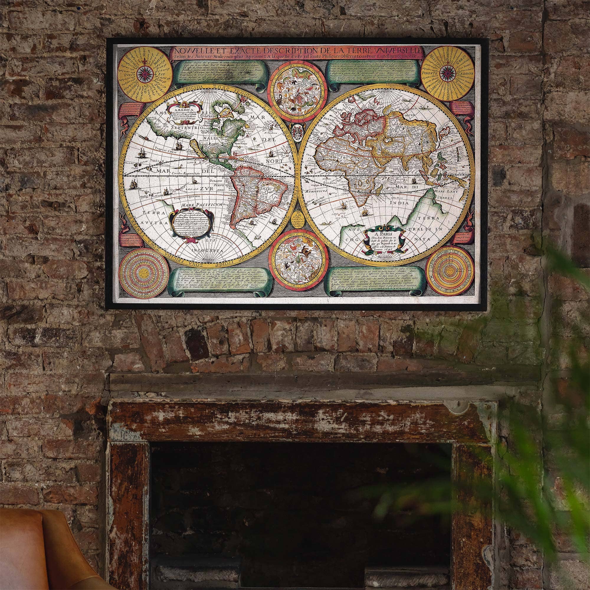 Ink & Drop – Engroshandel Kort – Vintage kort over verden med begge Hempispheres3