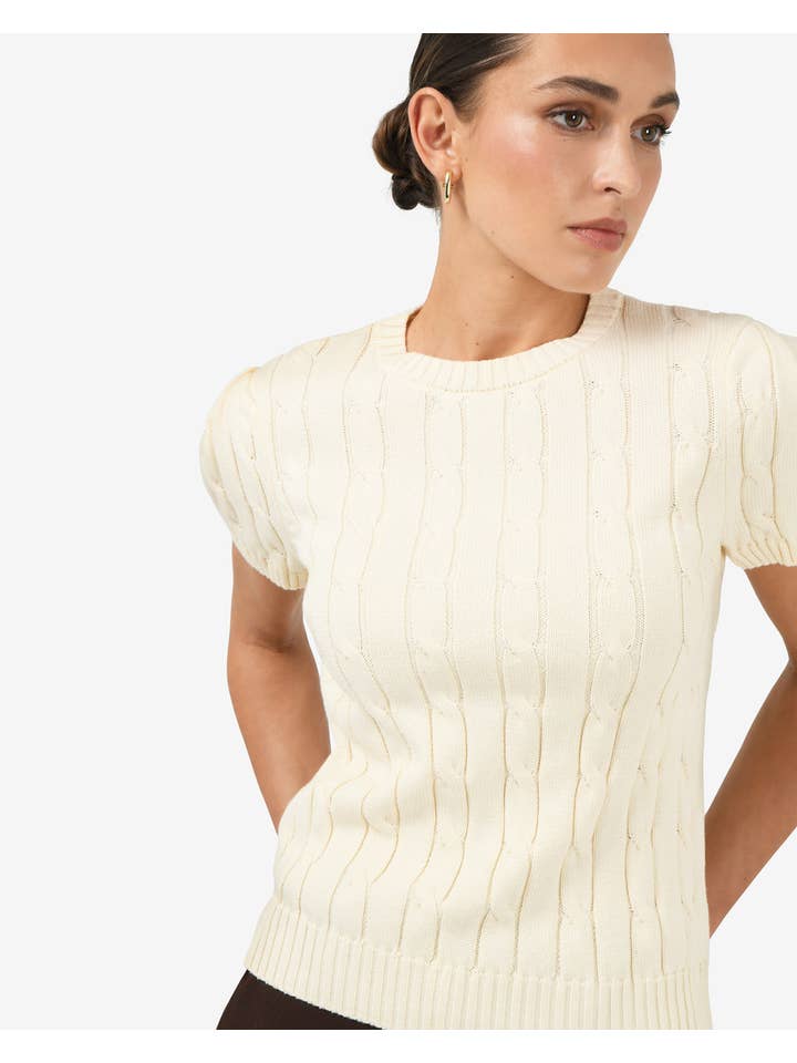 Forcast - Wholesale Knitted jumper – Women′s - Forcast Women's Berry Puff Sleeve Cable Knit8