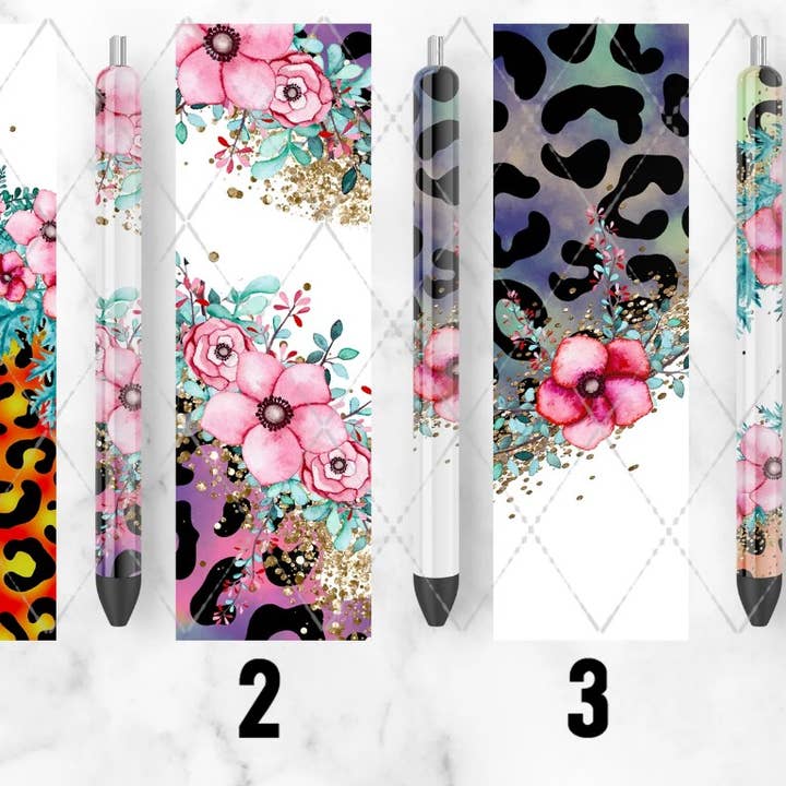 Penne epossidiche floreali leopardate per la vendita all'ingrosso da parte di Three B's Boutique