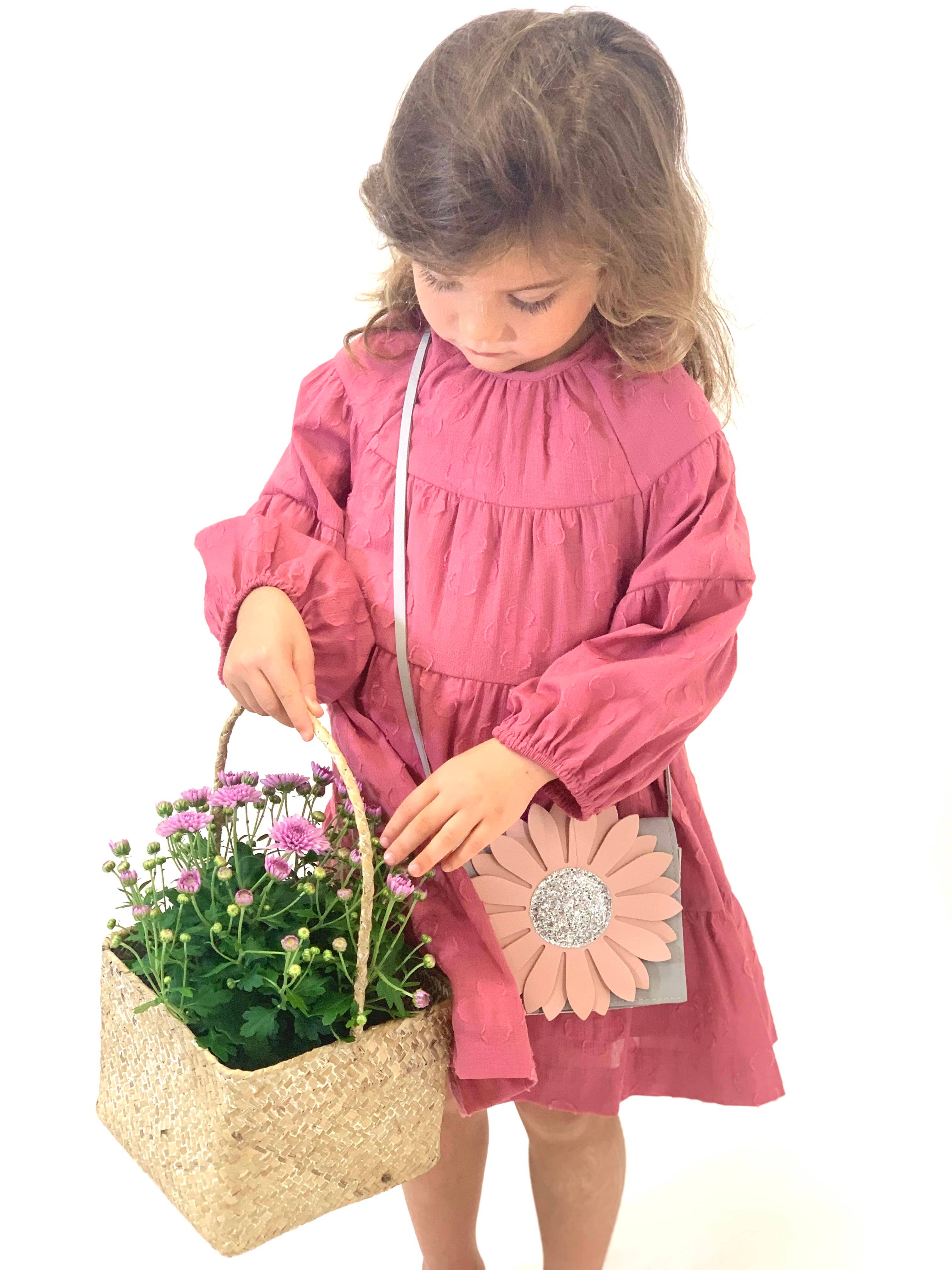 Yuko B - Wholesale Crossbody Bag - Kids - Children's shoulder bag - Flora Pink & Grey6