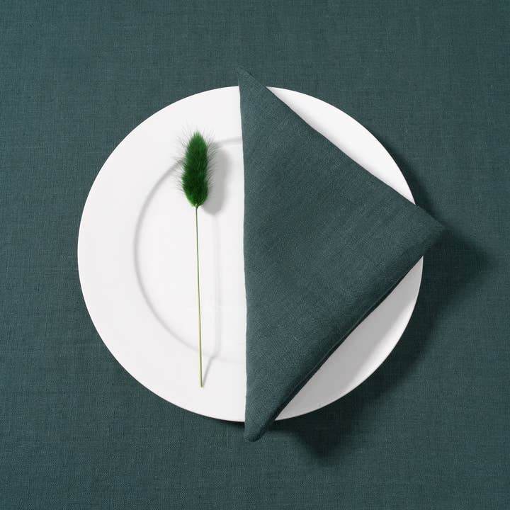 Soundsleep - Vente Serviettes de table en tissu - Serviettes en lin, vert olive4