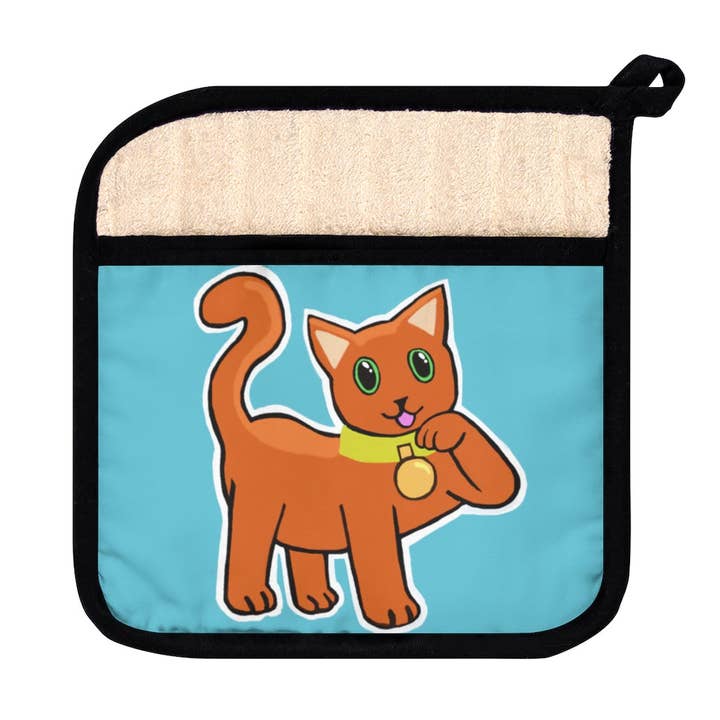 Orange Kitty Pot Holder with Pocket for wholesale by Marick Booster