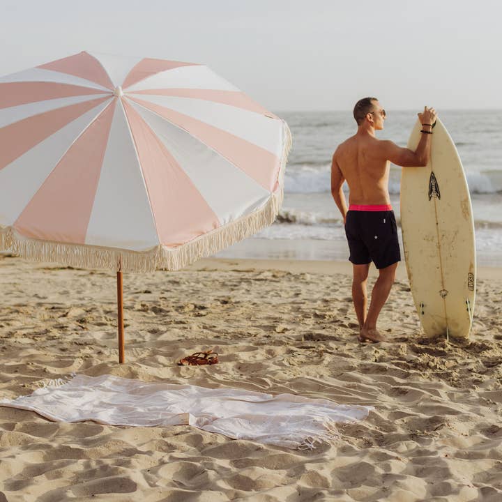 Beach State Summerland Beach Umbrella - Pink Salt Stripe for wholesale on Faire11