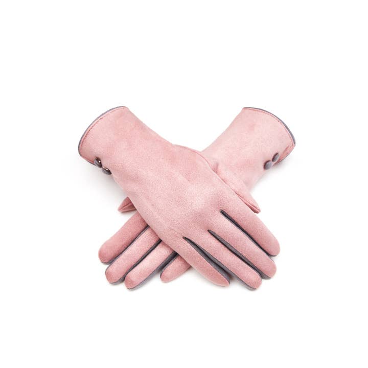 Aavion – wholesale Gloves – Women's – Women's Faux Suede Touchscreen Gloves–Stylish Trim & Button8