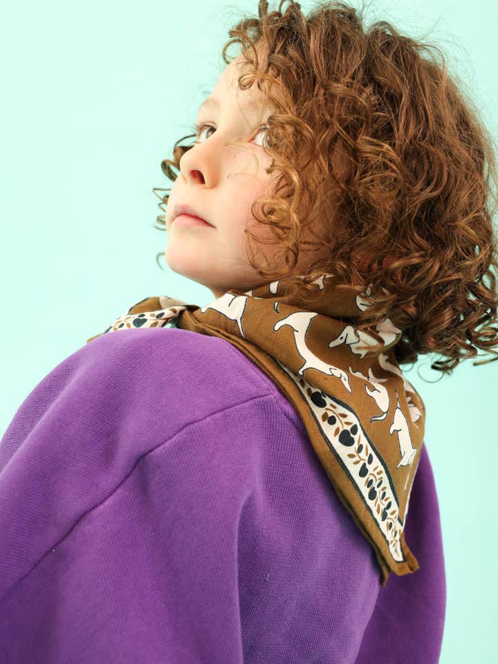 Baby Child Scarf Dachshund khaki for wholesale by Maison Augustin