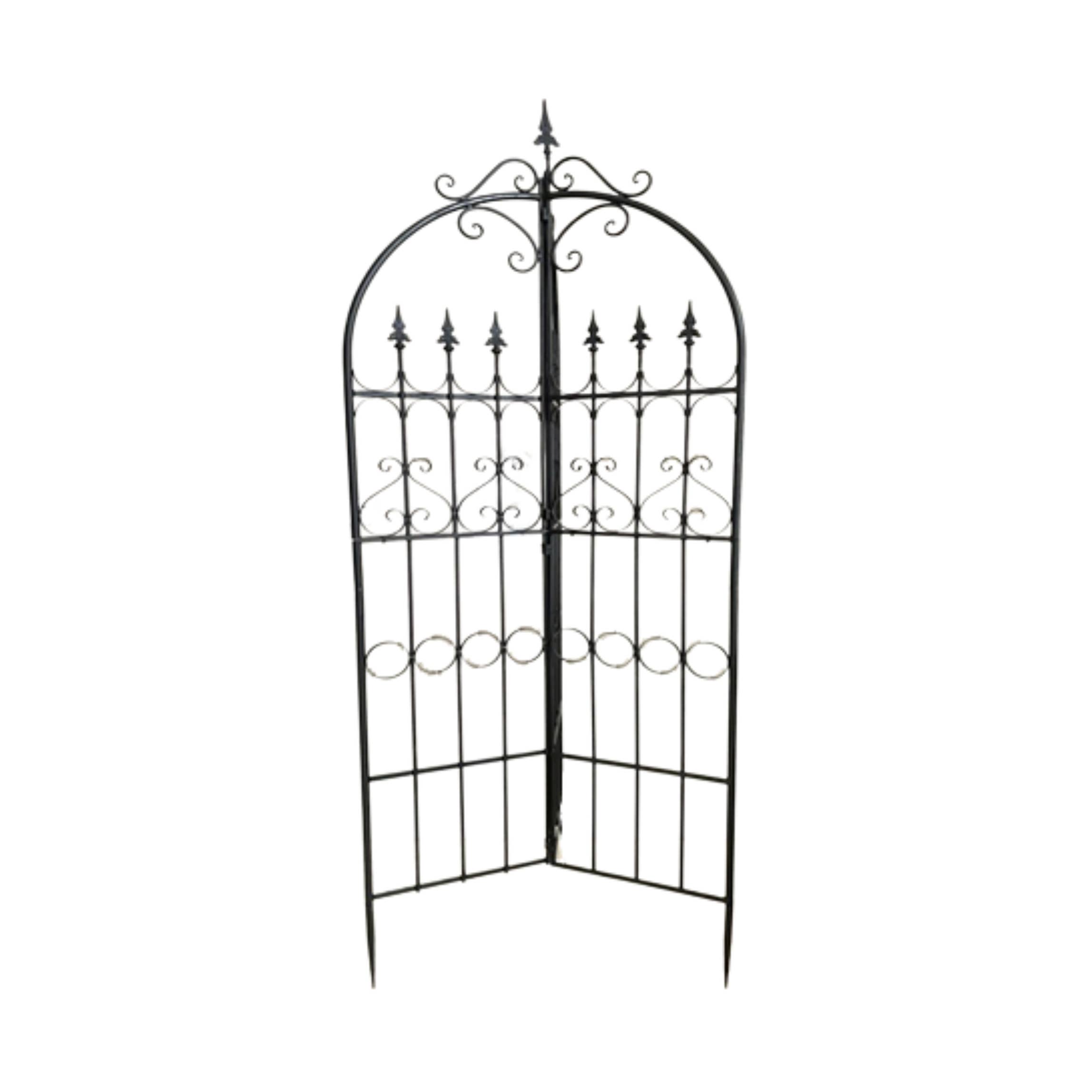 Zaer Ltd. International - Wholesale Trellis - Three Wall Iron Trellis with Fleur-de-lis "Paris 1968" -7.7'8
