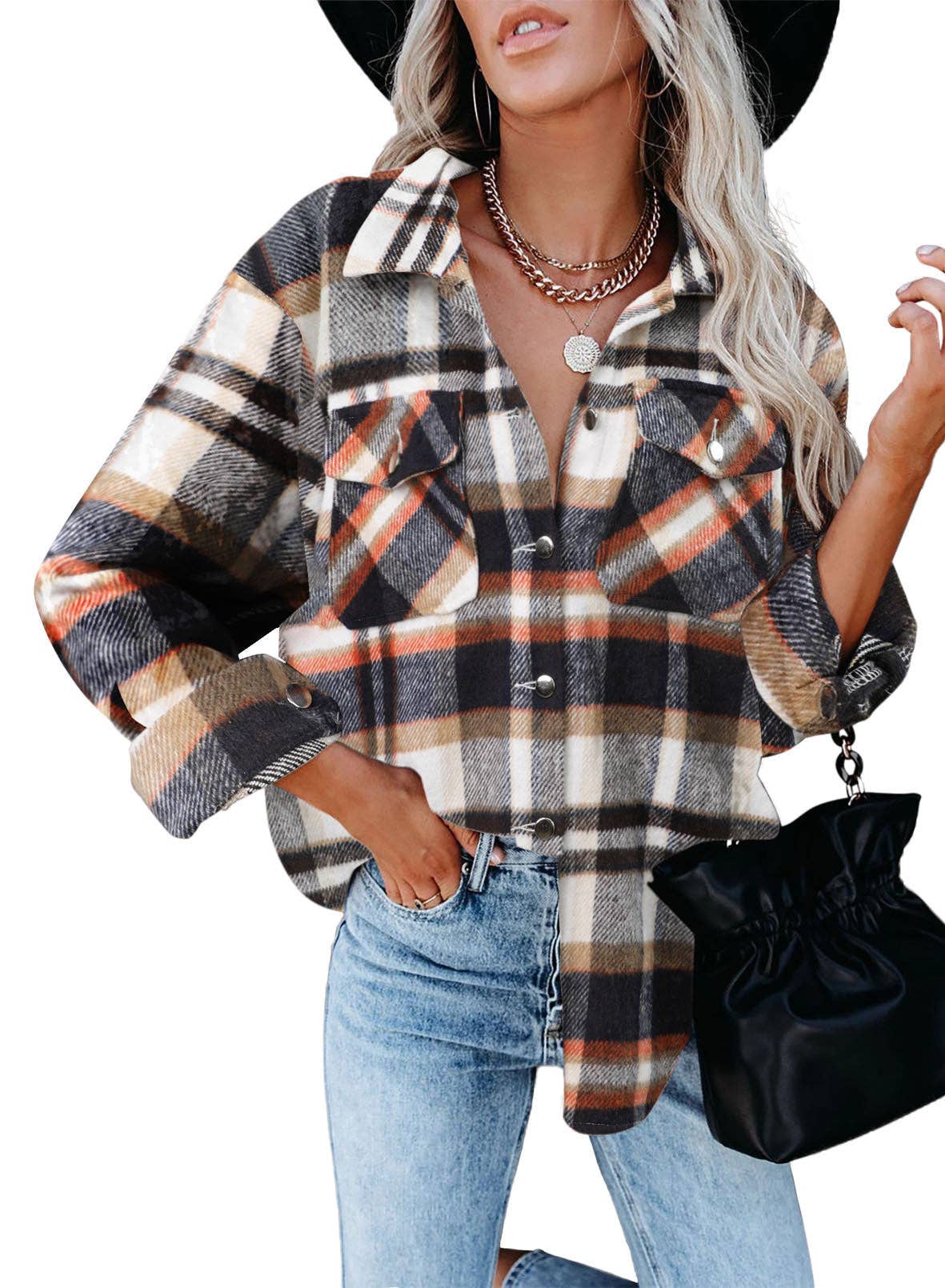 Sweetkama – wholesale Buttoned-down shirt – Women's – Sweetkama Color Block Long Sleeves Ladies Daily Plaid Shirt0