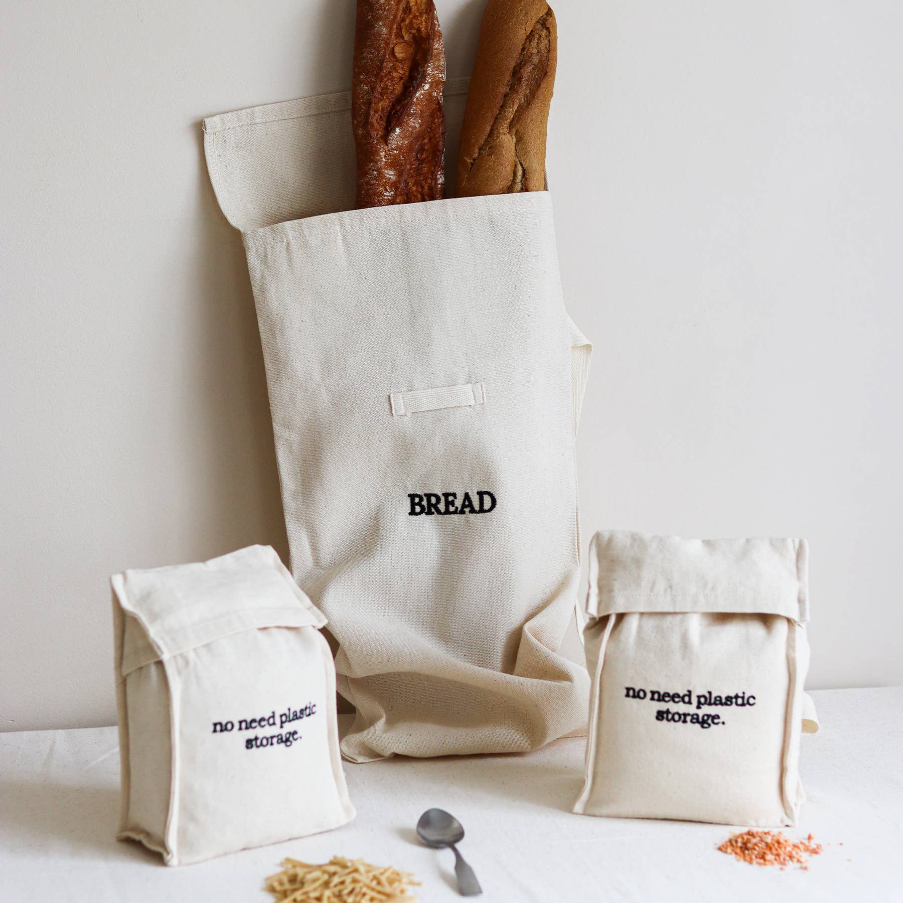 Beige & Stone USA – wholesale Livsmedelsförvaring omslag/väska – Canvasbomull Naturlig Portabel Brödpåse5