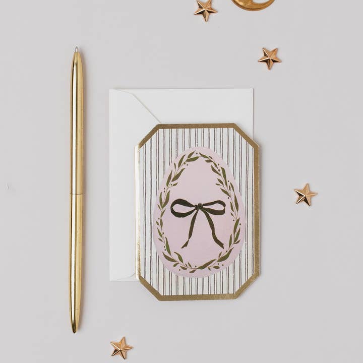 PINK EASTER EGG BOTANICAL DIE CUT MINI CARD for wholesale by Katie Housley