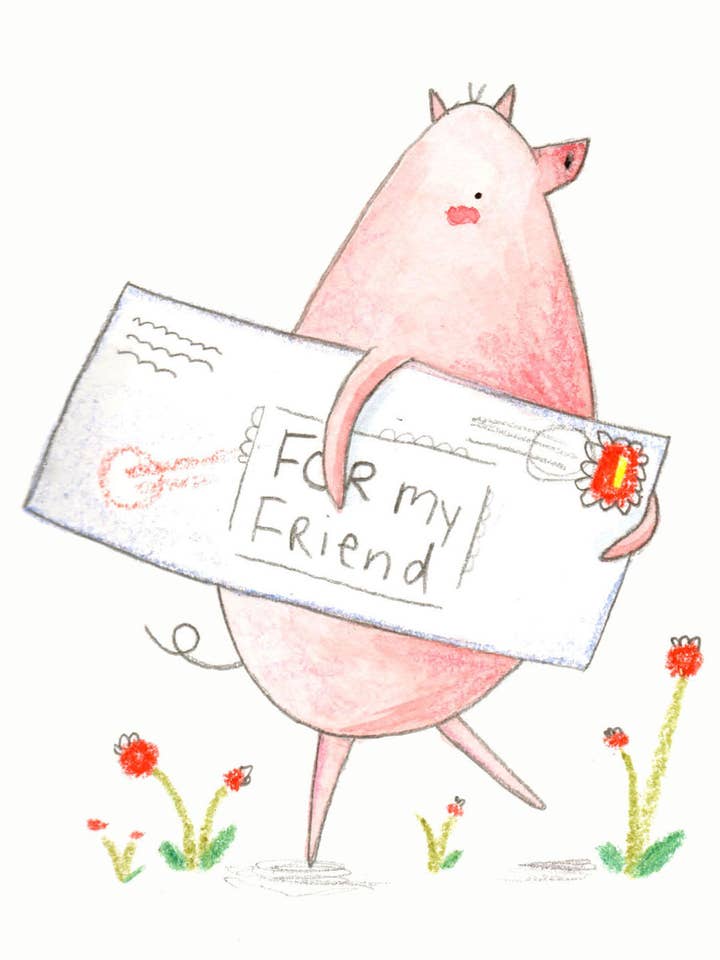 Mail Pig Card for wholesale by Lindsay Blevins Illustration