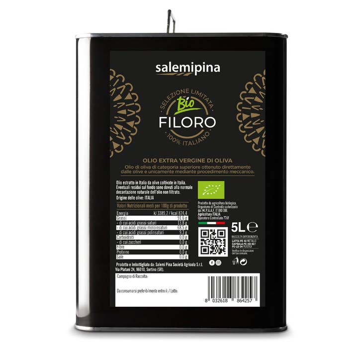 Extra virgin olive oil from organic farming for wholesale by SALEMI PINA SOC. AGRICOLA SRL